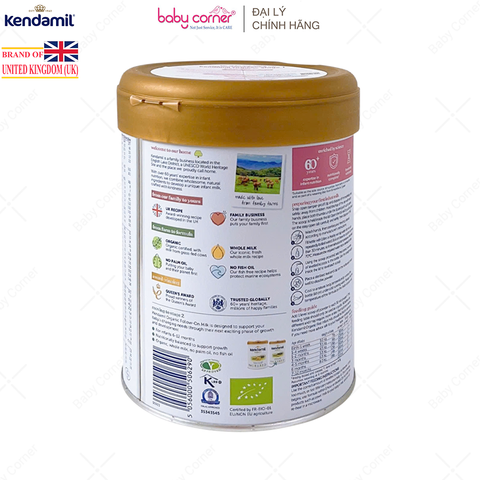  Sữa Bột KENDAMIL Organic Số 1, Bé Từ 0-6 Tháng, 800G 