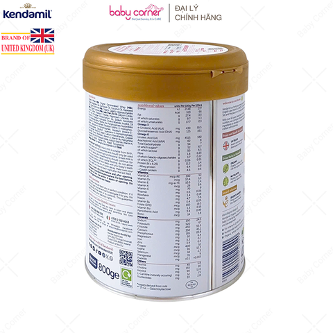  Sữa Bột KENDAMIL Organic Số 1, Bé Từ 0-6 Tháng, 800G 