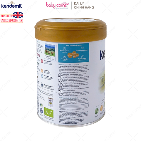  Sữa Bột KENDAMIL Organic Số 2, Bé Từ 6-12 Tháng, 800G 