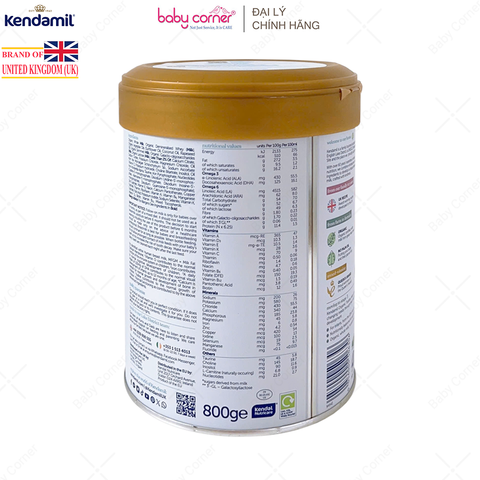  Sữa Bột KENDAMIL Organic Số 2, Bé Từ 6-12 Tháng, 800G 