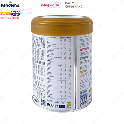  Sữa Bột KENDAMIL Organic Số 3, Bé Từ 12-36 Tháng, 800G 