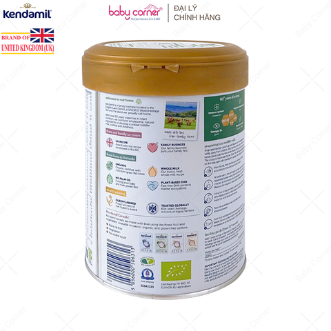  Sữa Bột KENDAMIL Organic Số 3, Bé Từ 12-36 Tháng, 800G 