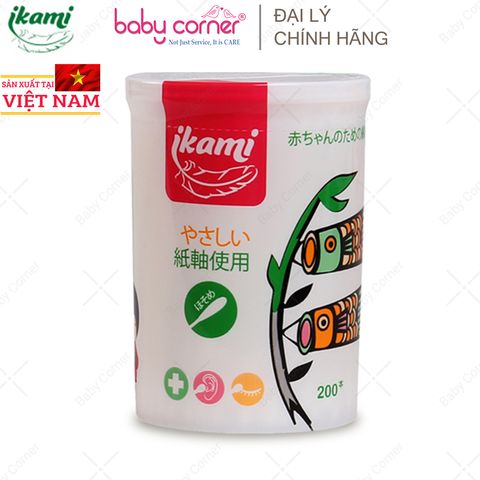  Tăm Bông Ikami Baby 2 Đầu Thường (200c/hộp) 