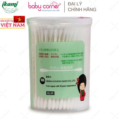  Tăm Bông Ikami Baby 2 Đầu Thường (200c/hộp) 