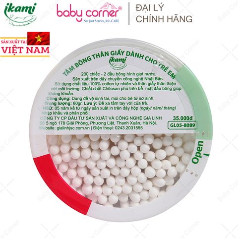  Tăm Bông Ikami Baby 2 Đầu Thường (200c/hộp) 