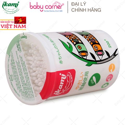  Tăm Bông Ikami Baby 2 Đầu Thường (200c/hộp) 