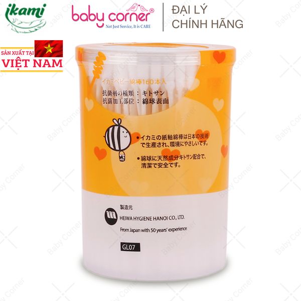  Tăm Bông Ikami Baby 2 Đầu Xoắn (160c/hộp) 