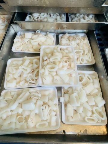  Mực ống làm sạch cắt khoanh - Khay 500g 