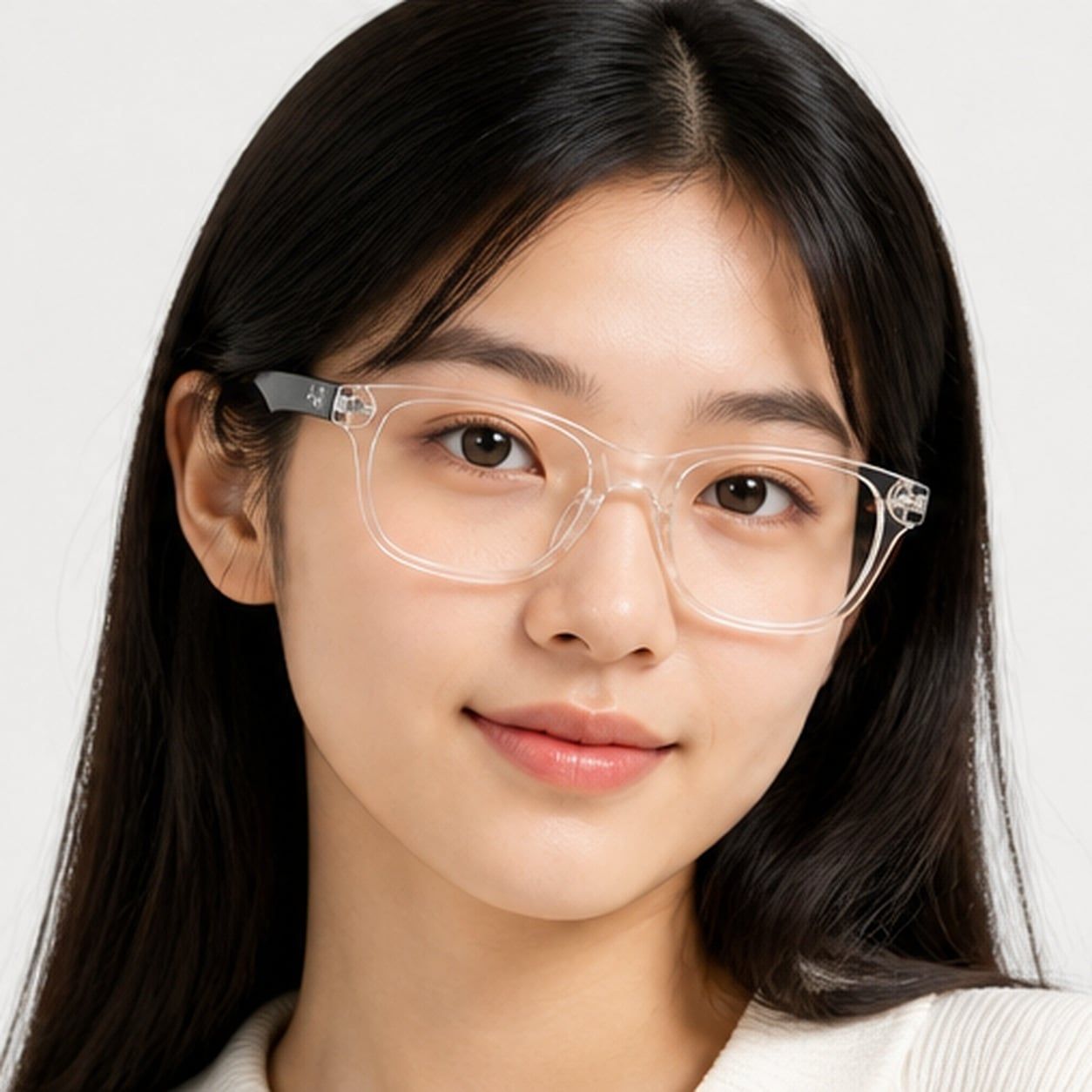 Gọng kính trẻ em Rayban Junior RY1555F 3541 - Trong suốt – người mẫu đeo kính
