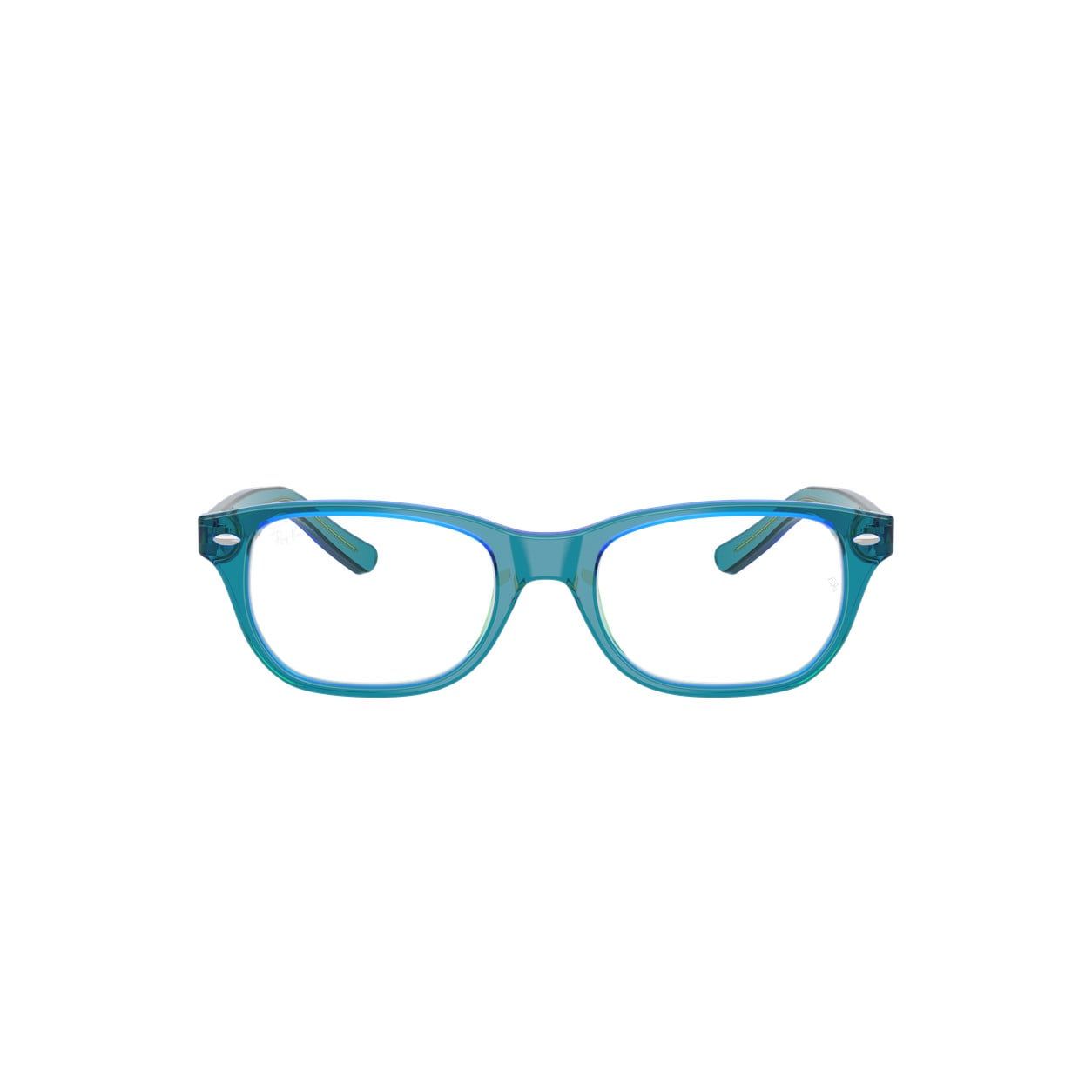 Gọng kính trẻ em Rayban Junior RY1555F 3996 - Xanh dương và xanh lá trong suốt – ảnh chính diện trên nền trắng