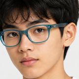 Gọng kính trẻ em Rayban Junior RY1555F 3996 - Xanh dương và xanh lá trong suốt – người mẫu đeo kính