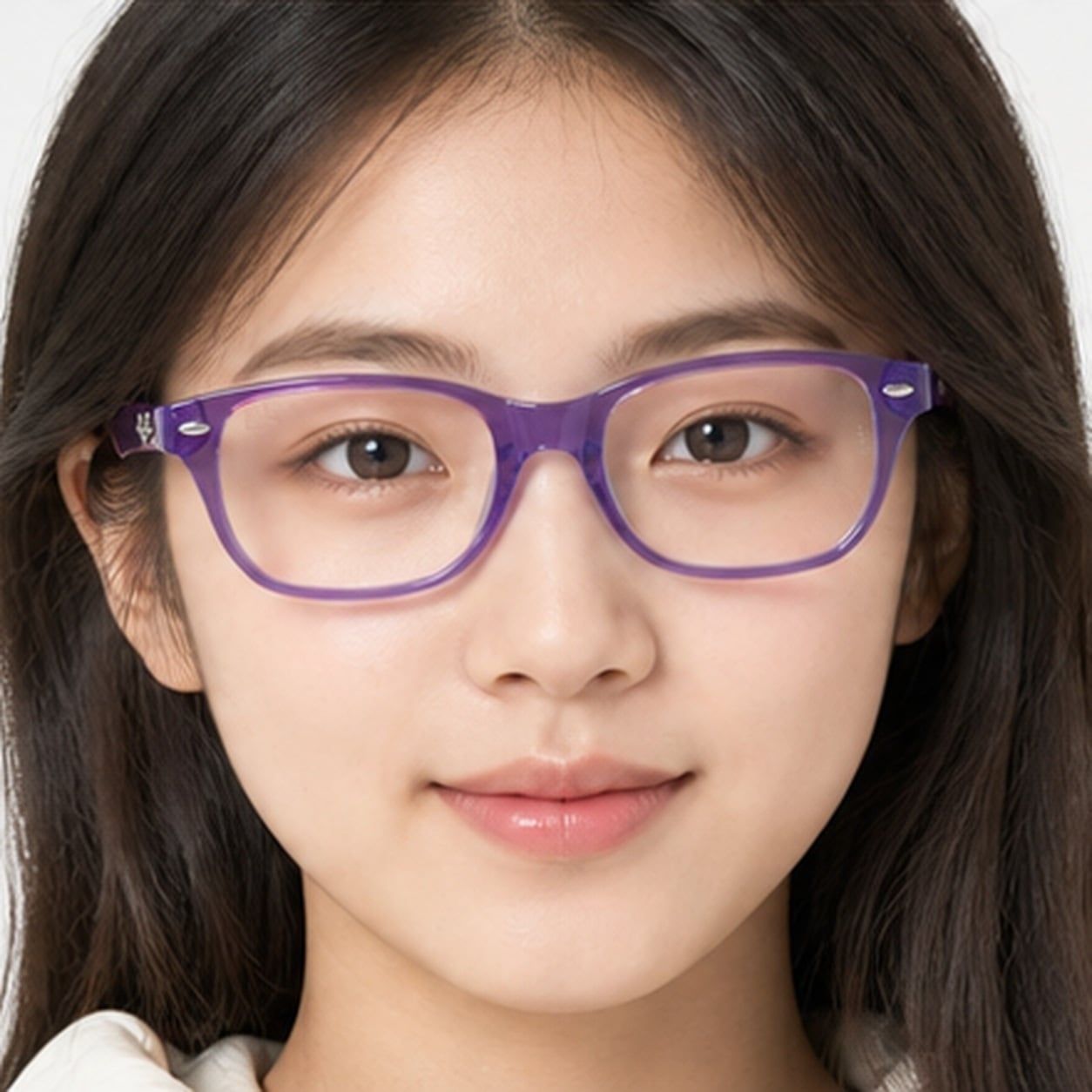 Gọng kính trẻ em Rayban Junior RY1555F 3997 - Tím và xanh dương nhạt trong suốt – người mẫu đeo kính