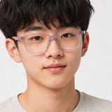 Gọng kính trẻ em Rayban Junior RY1626D 3912 - Hồng trong suốt – người mẫu đeo kính