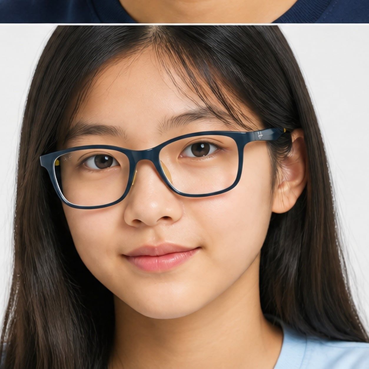 Gọng kính trẻ em Rayban Junior RY1626D 3937 - Xanh dương – người mẫu đeo kính