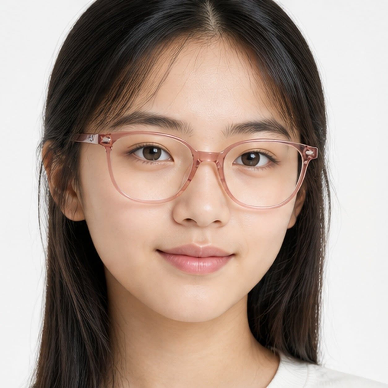 Gọng kính trẻ em Rayban Junior RY9097V 7516 - Hồng trong suốt – người mẫu đeo kính