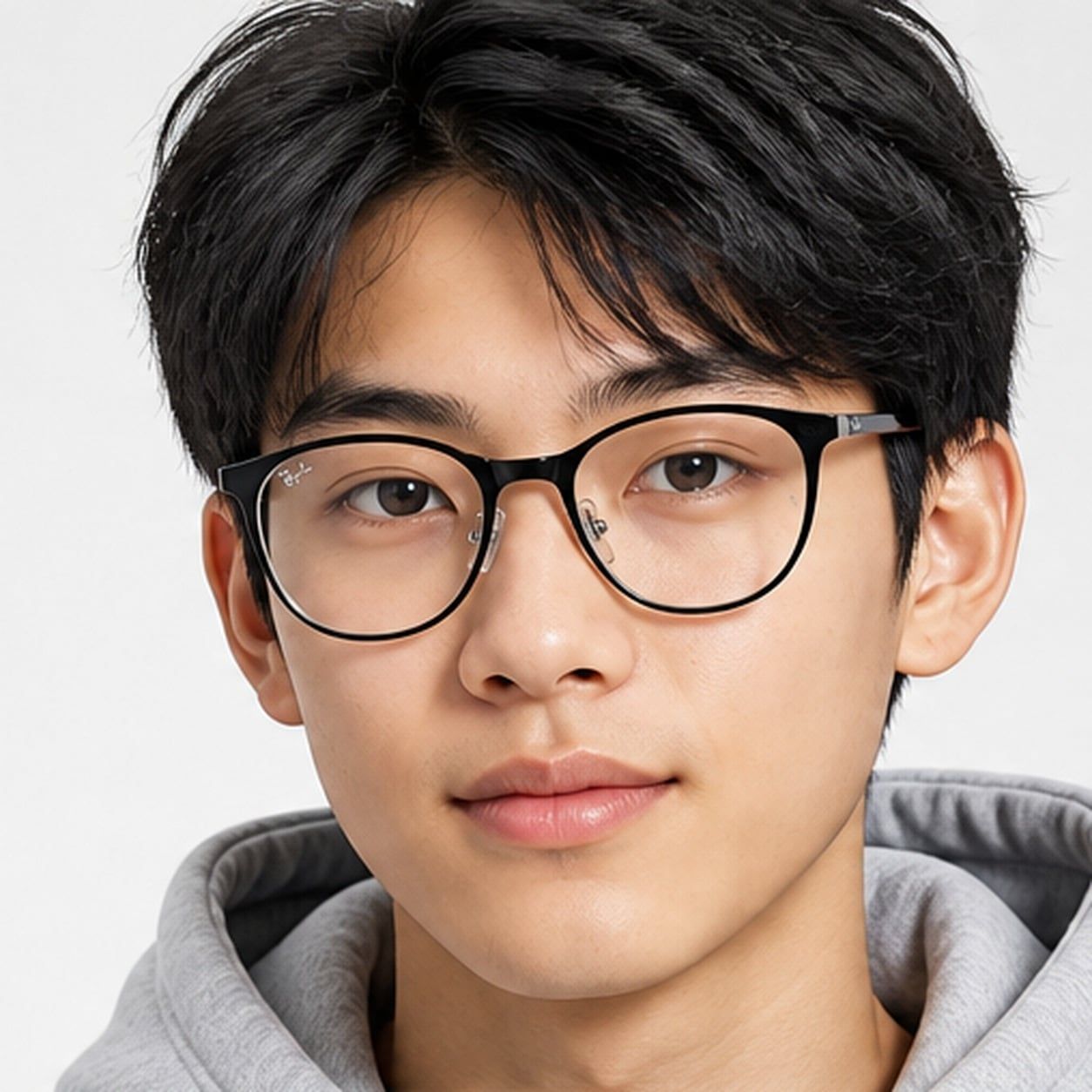 Gọng kính trẻ em Rayban Junior RY9552V 4064 - Đen phối bạc – người mẫu đeo kính