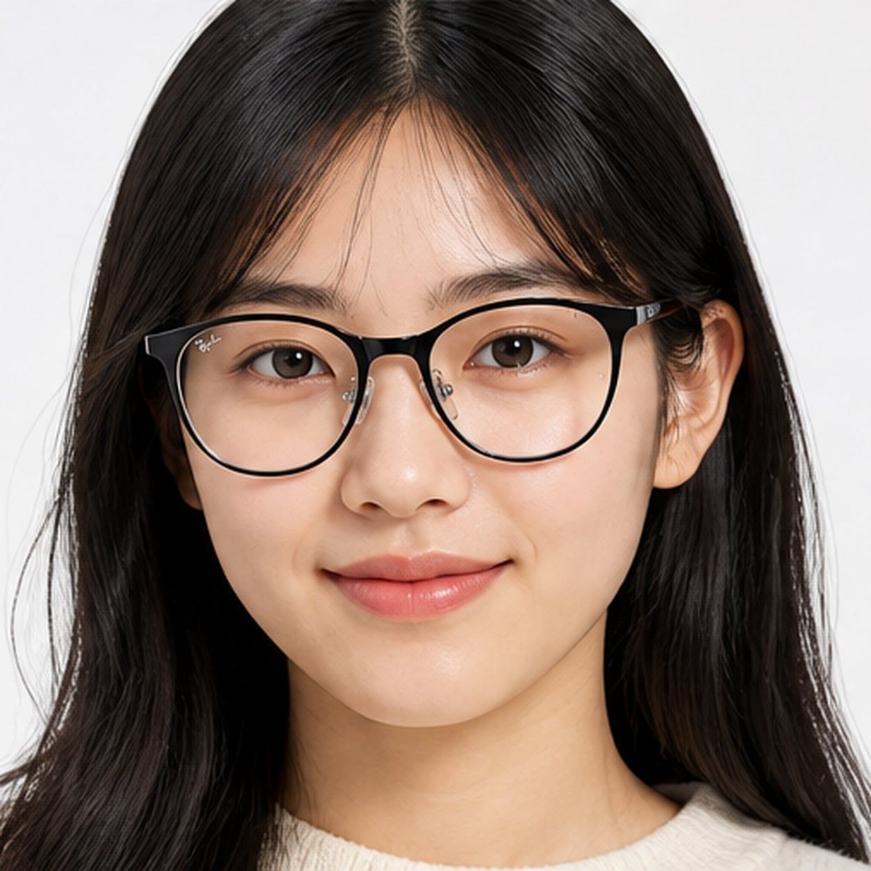 Gọng kính trẻ em Rayban Junior RY9552V 4064 - Đen phối bạc – người mẫu đeo kính