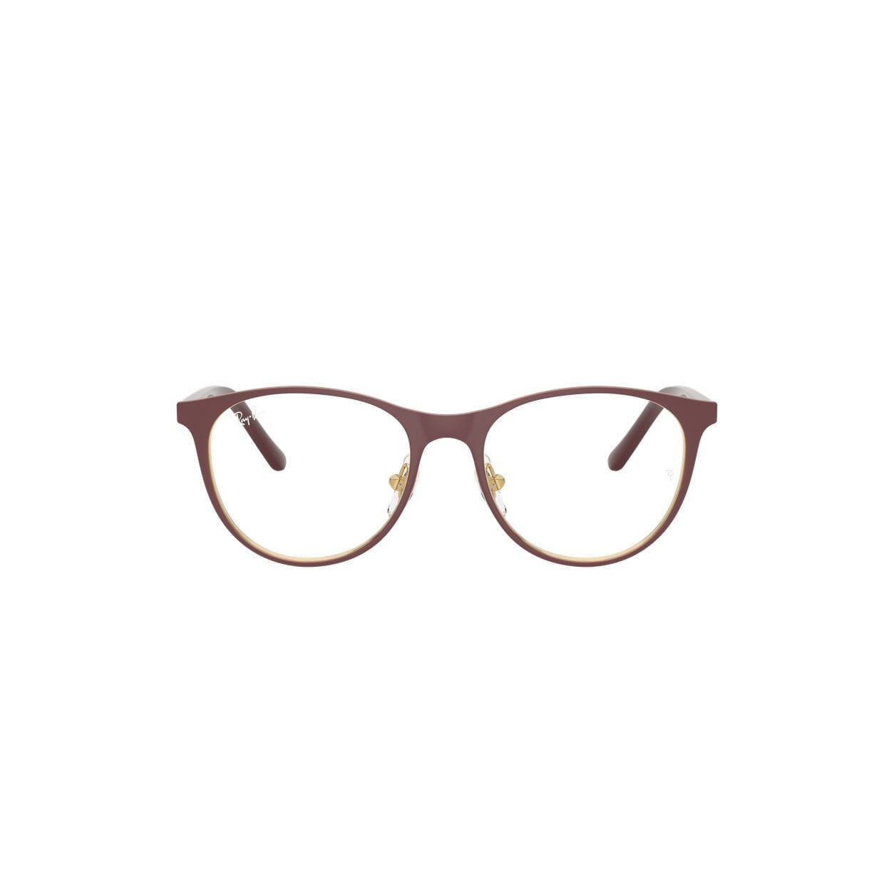 Gọng kính trẻ em Rayban Junior RY9552V 4097 - Đỏ đậm mờ phối vàng kim – ảnh chính diện trên nền trắng