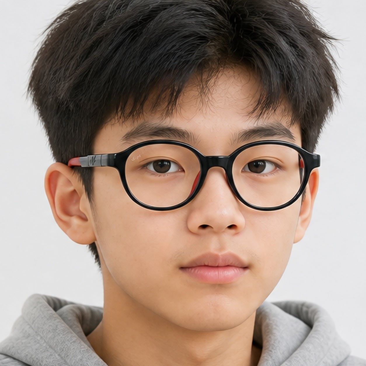 Gọng kính trẻ em Rayban Junior RYA1981 7529 - Đen và đỏ – người mẫu đeo kính