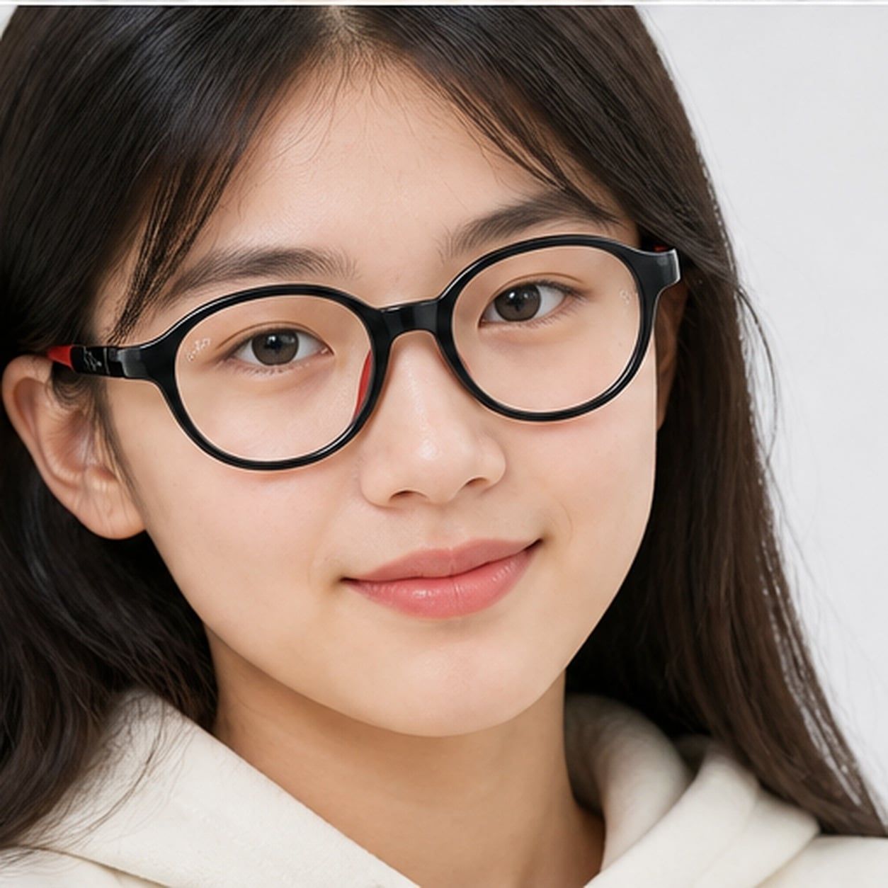 Gọng kính trẻ em Rayban Junior RYA1981 7529 - Đen và đỏ – người mẫu đeo kính