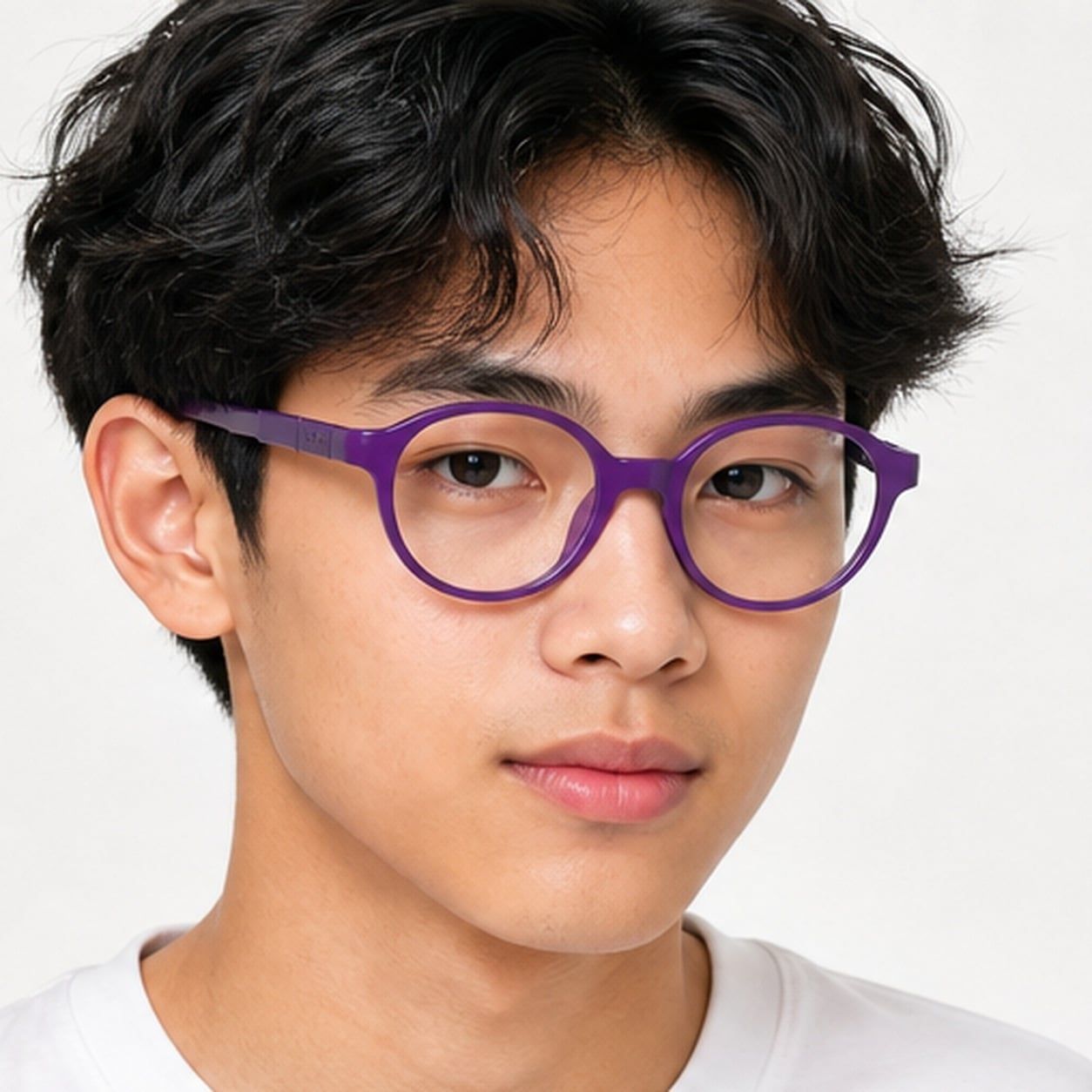 Gọng kính trẻ em Rayban Junior RYA1981 7532 - Tím và tím nhạt – người mẫu đeo kính