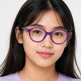 Gọng kính trẻ em Rayban Junior RYA1981 7532 - Tím và tím nhạt – người mẫu đeo kính