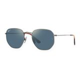 Kính mát Rayban Hexagonal RB8148 9208T0 - Xám gunmetal bán bóng, tròng xanh dương phân cực tráng gương vàng