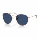 Kính mát Rayban Round Reverse RBR0103S 92023A - Vàng hồng bóng, tròng xanh dương đậm
