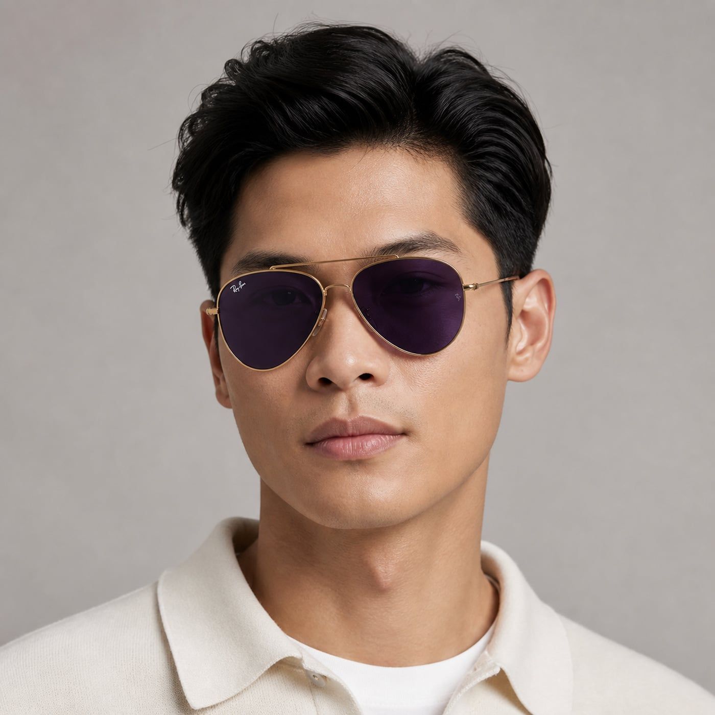 Kính mát Rayban Aviator Reverse RBR0101S 001/1A - Vàng Arista bóng, tròng tím