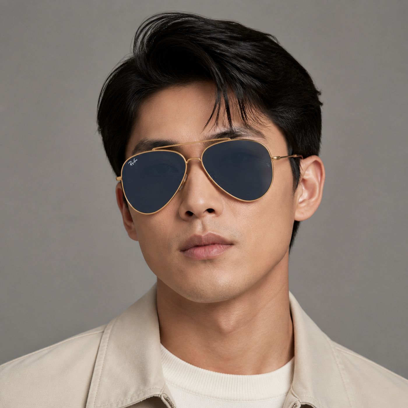 Kính mát Rayban Aviator Reverse RBR0101S 92023A - Vàng hồng bóng, tròng xanh dương đậm