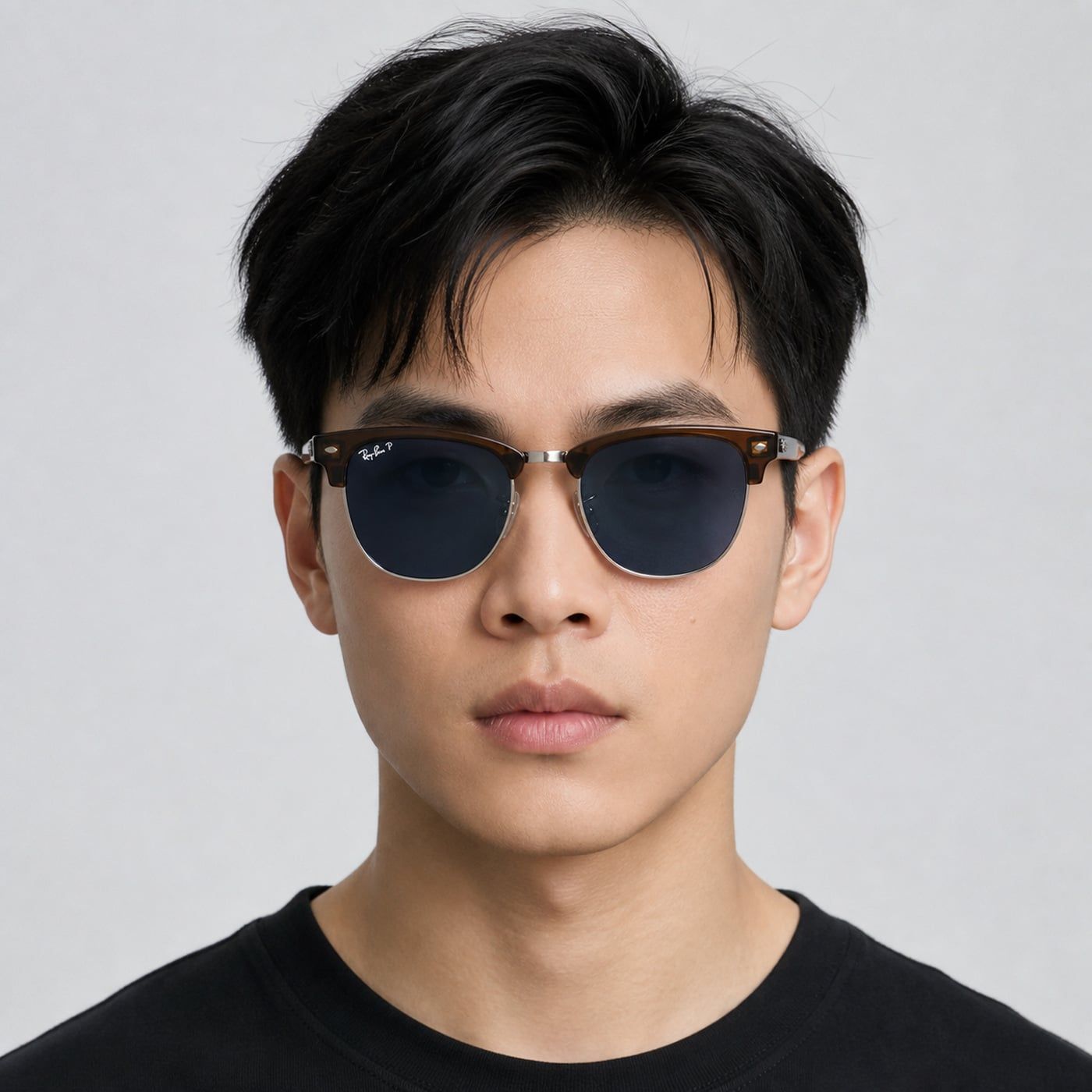 Kính mát Rayban Clubmaster Reverse RBR0504S 13983A - Đồi mồi sọc phối vàng hồng, tròng xanh dương đậm