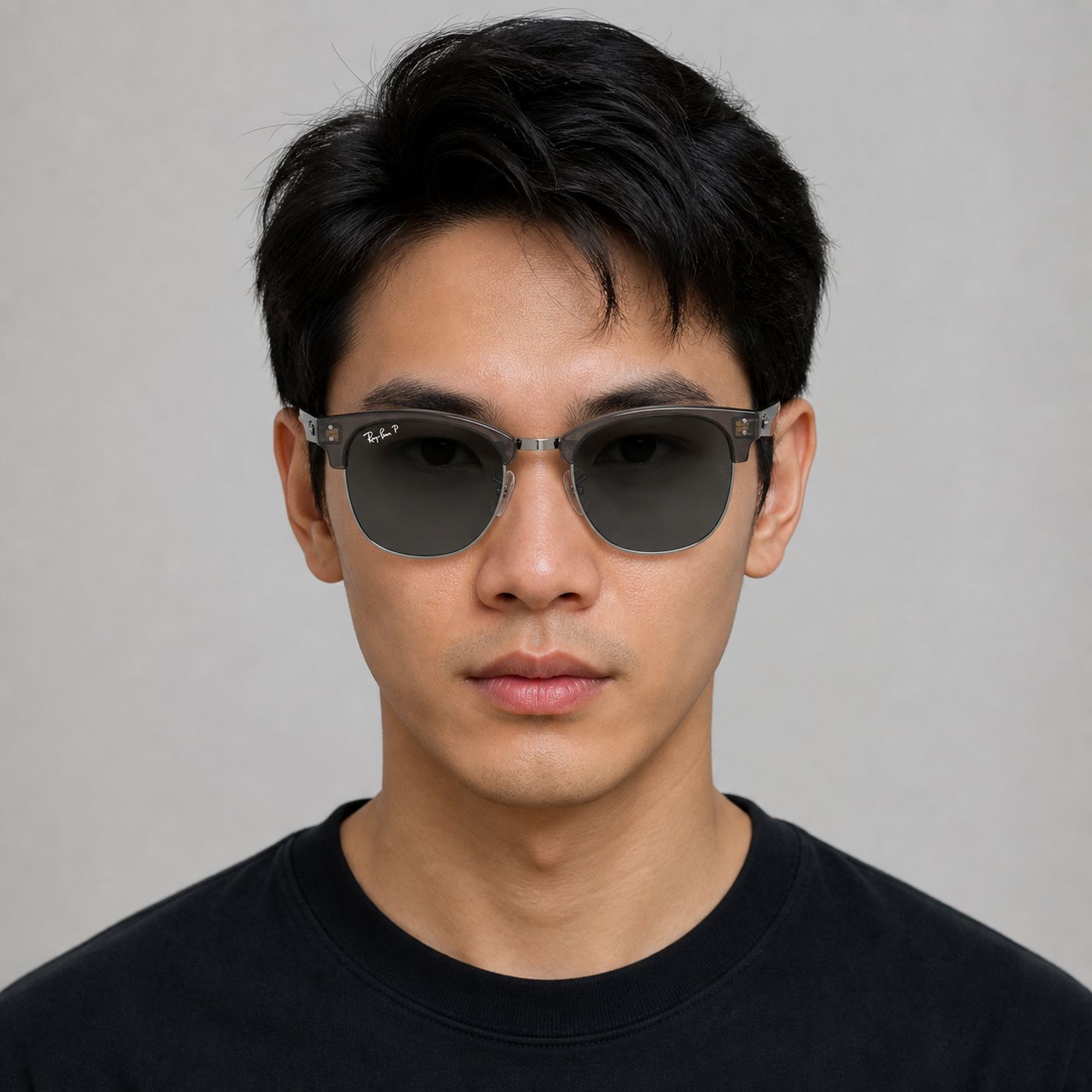 Kính mát Rayban Clubmaster Reverse RBR0504S 670781 - Xám đậm trong suốt phối gunmetal, tròng xám đậm phân cực