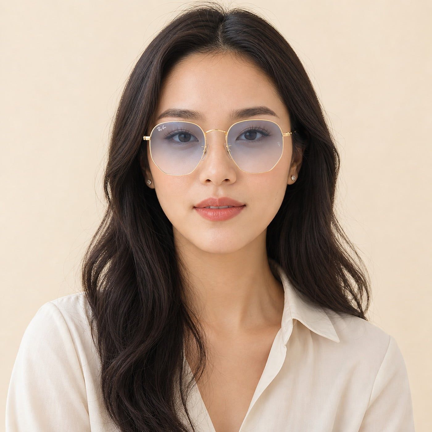 Kính mát Rayban Hexagonal RB3548 001/3F - Vàng Arista bóng, tròng trong chuyển xanh dương