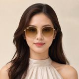 Kính mát Rayban Hexagonal RB3548 001/51 - Vàng Arista bóng, tròng trong chuyển nâu