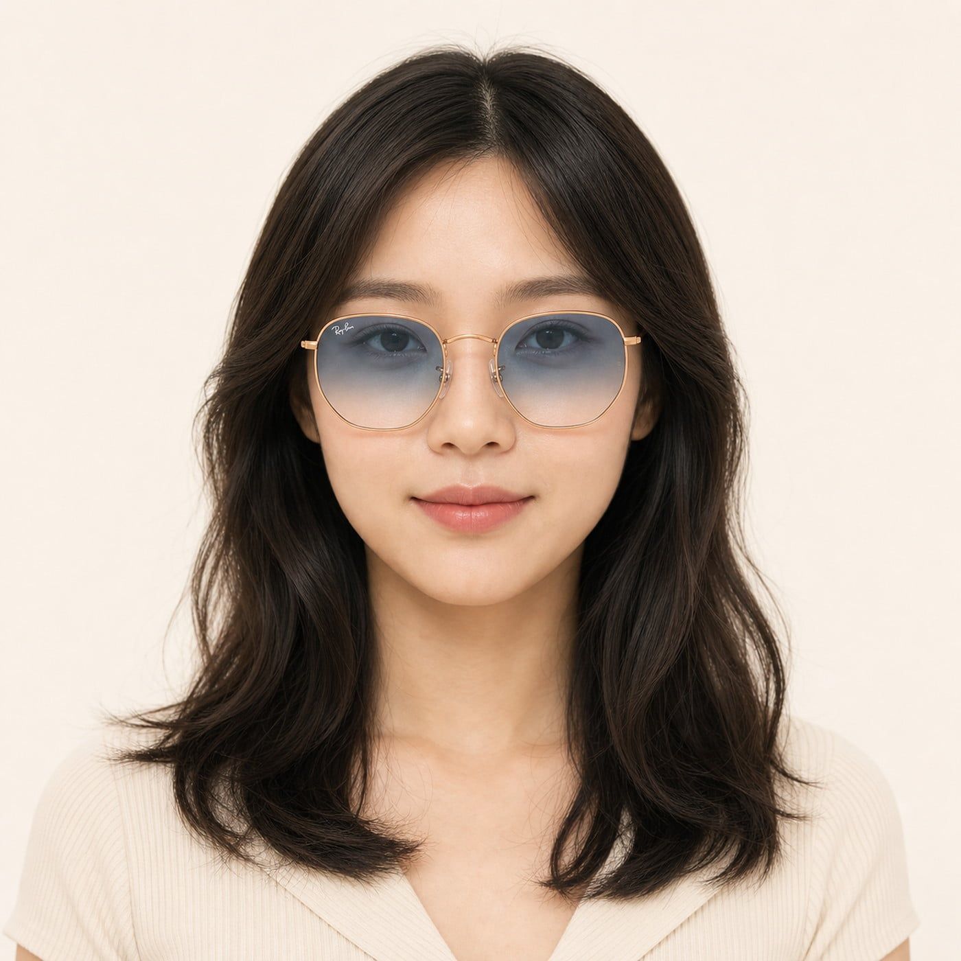 Kính mát Rayban Hexagonal RB3548 92023F - Vàng hồng bóng, tròng trong chuyển xanh dương