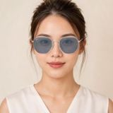 Kính mát Rayban Hexagonal RB3548N 003/02 - Bạc bóng, tròng xanh dương phân cực