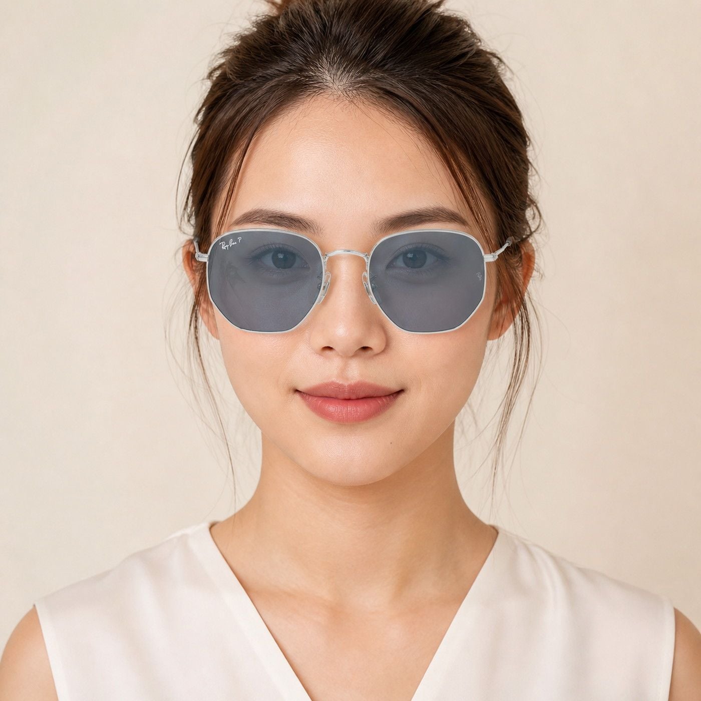Kính mát Rayban Hexagonal RB3548N 003/02 - Bạc bóng, tròng xanh dương phân cực
