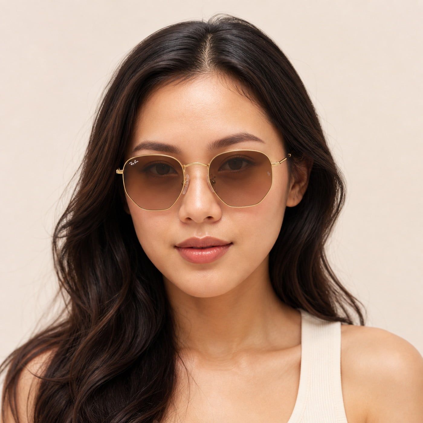 Kính mát Rayban Hexagonal RB3548N 912443 - Vàng Arista bóng, tròng nâu chuyển xám