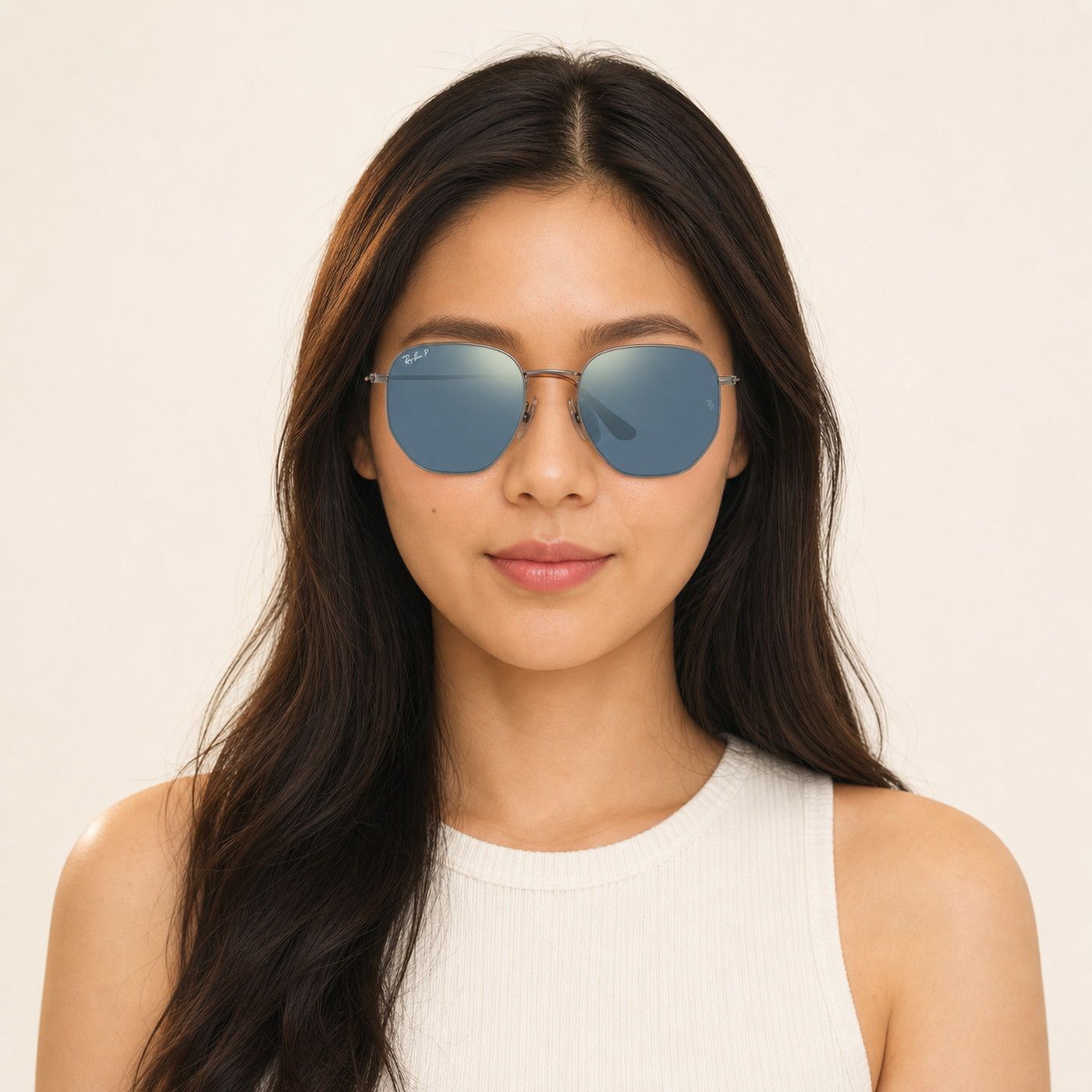 Kính mát Rayban Hexagonal RB8148 9208T0 - Xám gunmetal bán bóng, tròng xanh dương phân cực tráng gương vàng