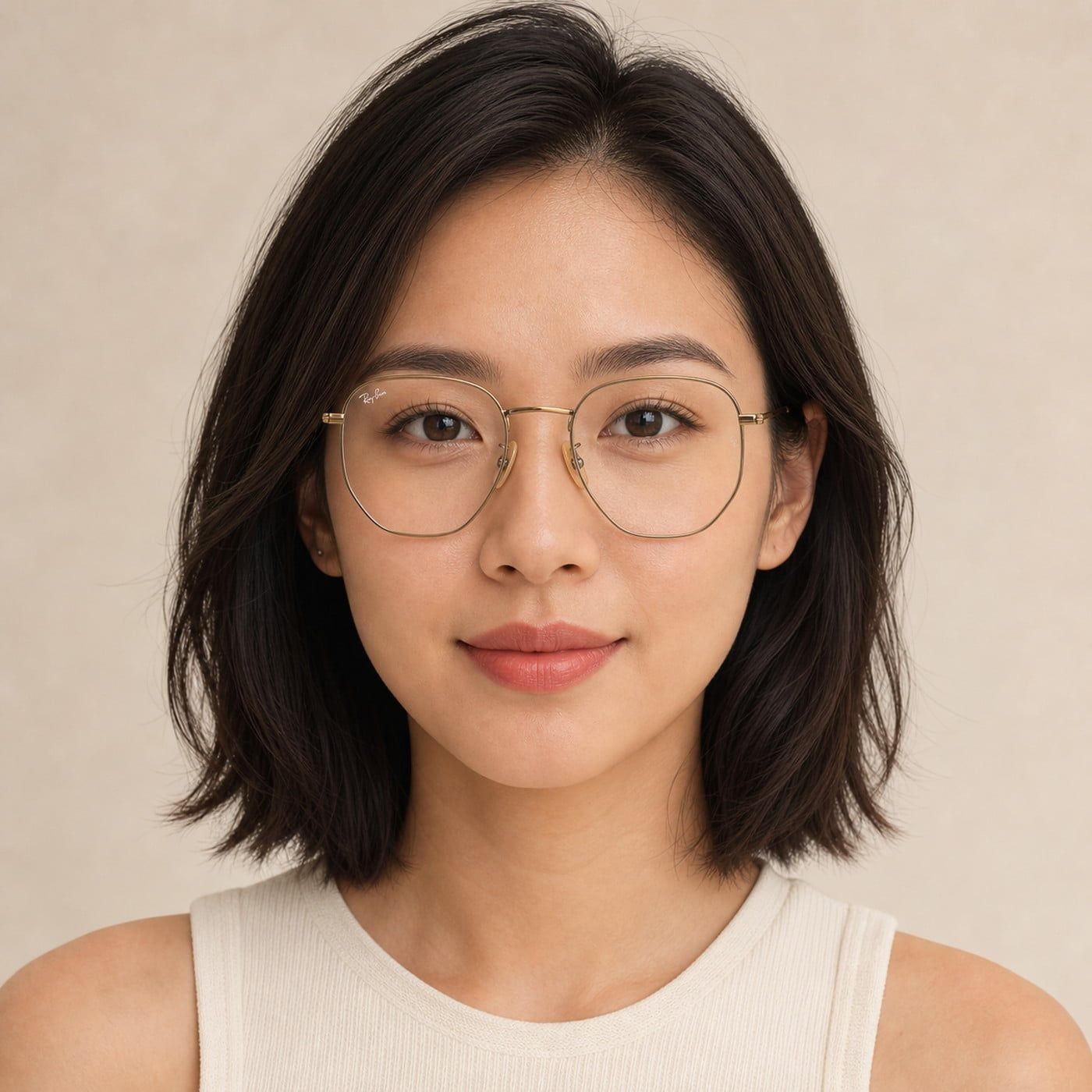Gọng kính Rayban Hexagonal RX8148V 1222 - Vàng cổ bán bóng