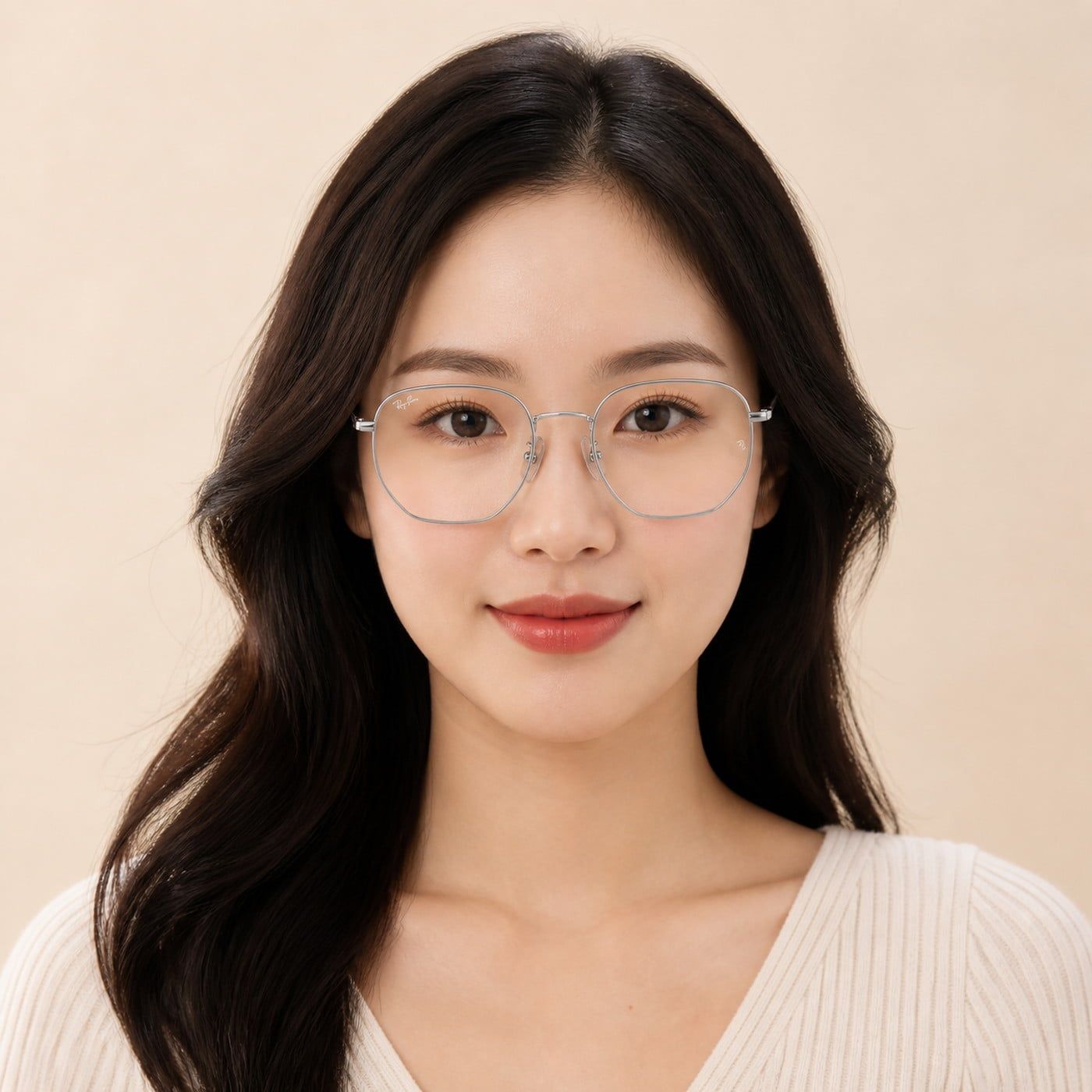 Gọng kính Rayban Hexagonal RX8148V 1224 - Bạc bóng