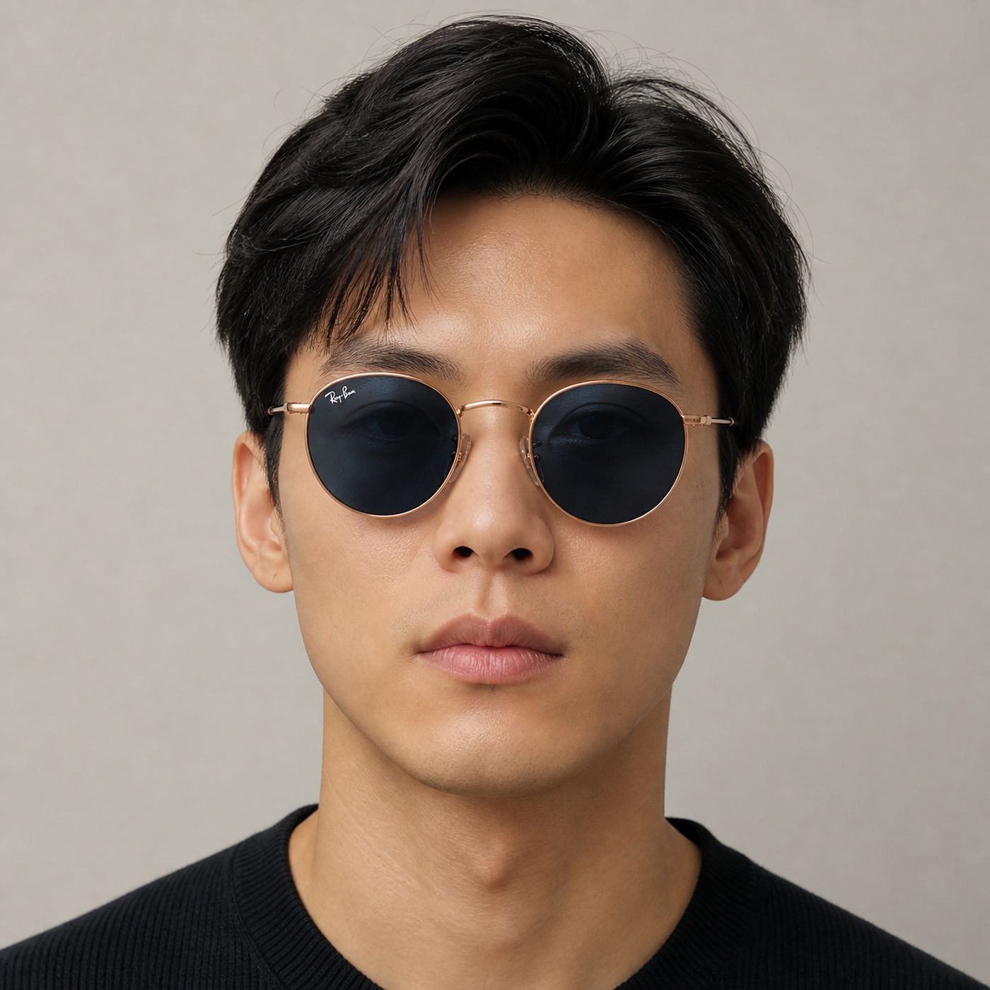 Kính mát Rayban Round Reverse RBR0103S 92023A - Vàng hồng bóng, tròng xanh dương đậm