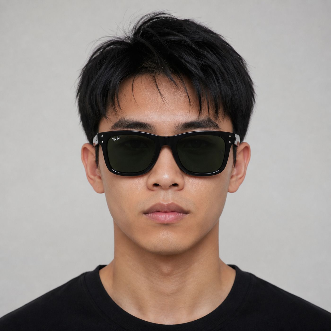 Kính mát Rayban Wayfarer Reverse RBR0502SF 6677VR - Đen bóng, tròng xanh lá đậm G-15