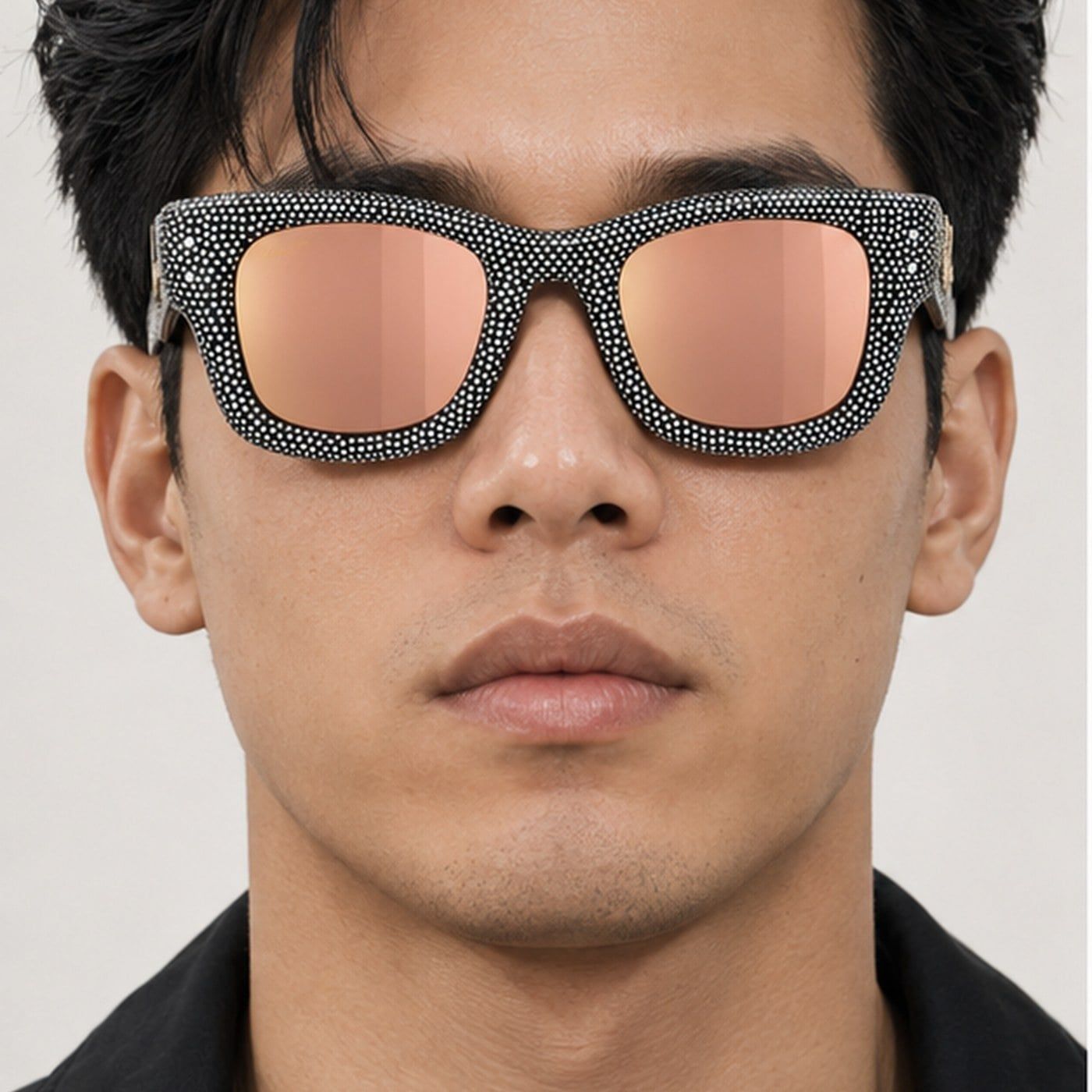 Kính mát Rayban A$AP Rocky Wayfarer Puffer Crystal Pavé Edition RB4940BP 68657J trên nền trắng