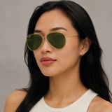 Kính mát Rayban Aviator Reverse RBR0101S 001/82 - Vàng Arista bóng, tròng xanh lá