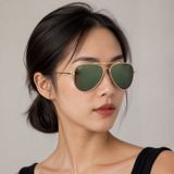 Kính mát Rayban Aviator Reverse RBR0101S 001/GA - Vàng Arista bóng, tròng xám đậm tráng gương xanh ngọc