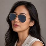 Kính mát Rayban Aviator Reverse RBR0101S 92023A - Vàng hồng bóng, tròng xanh dương đậm