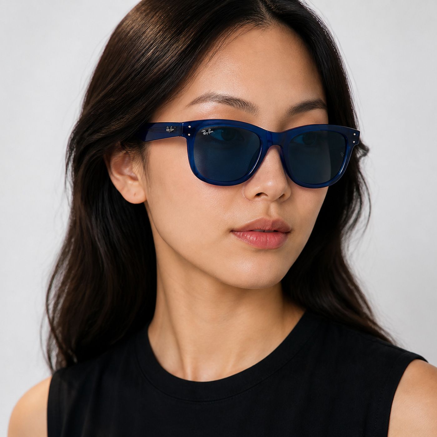 Kính mát Rayban Boyfriend Reverse RBR0501S 67083A - Xanh navy trong suốt, tròng xanh dương đậm