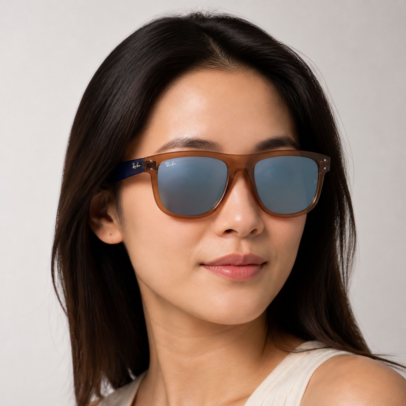 Kính mát Rayban Boyfriend Reverse RBR0501S 6711GA - Nâu caramel trong suốt, tròng xám đậm tráng gương xanh ngọc