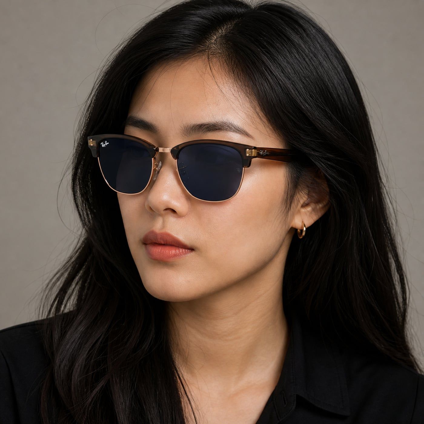 Kính mát Rayban Clubmaster Reverse RBR0504S 13983A - Đồi mồi sọc phối vàng hồng, tròng xanh dương đậm